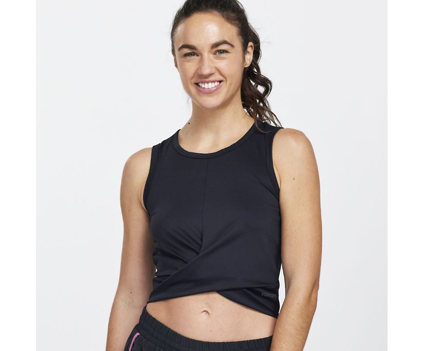 Saucony Dash Crop Top Ženske Tops Crne | VVN3OL04