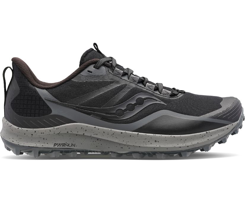 Saucony Peregrine 12 Wide Muške Cipele Crne Tamno Sive | UG7OMFZ9