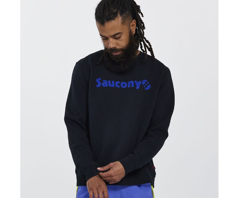 Saucony Rested Crewneck Muške Tops Crne | REOUKXDD