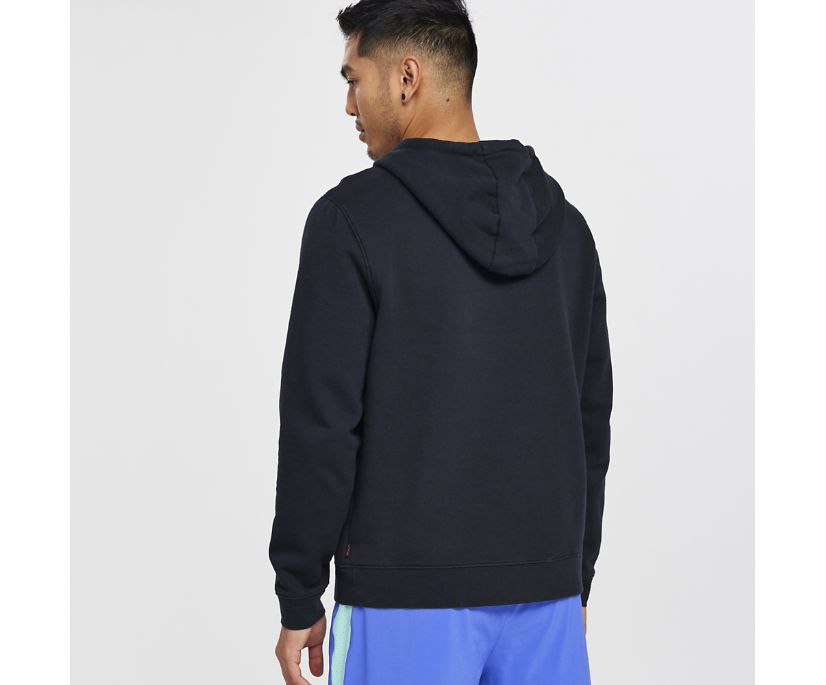 Saucony Rested Hoodie Muške Tops Crne | C6G5E12H