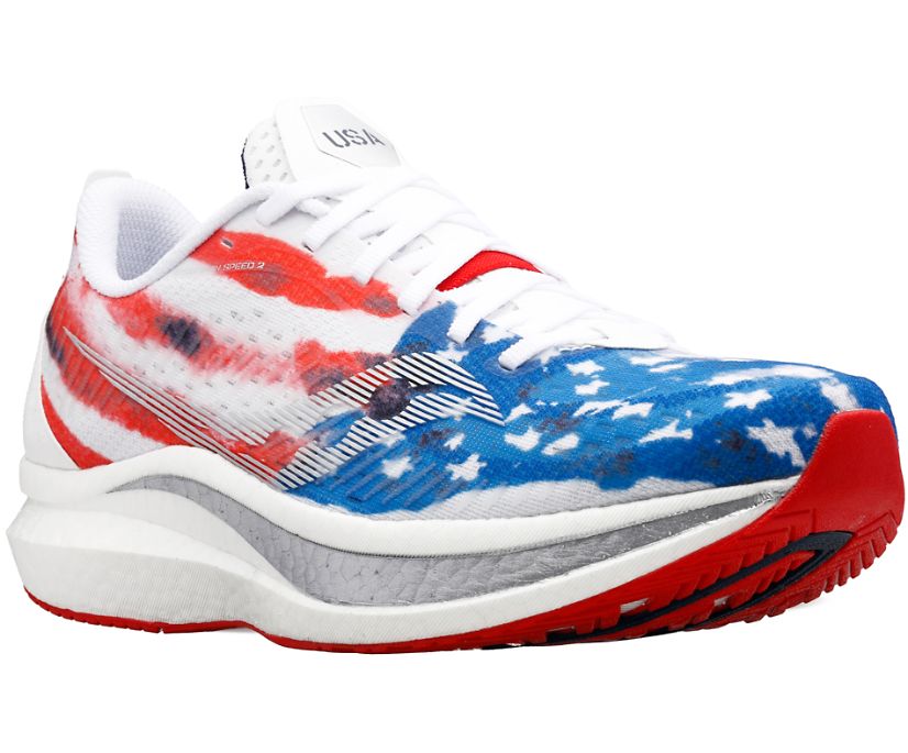 Saucony Stars & Stripes Endorphin Speed 2 Muške Tenisiće Crvene Bijele Plave | 9RLR4HEC