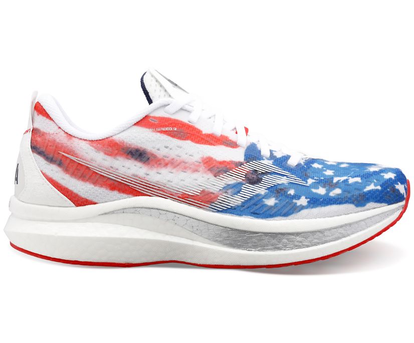 Saucony Stars & Stripes Endorphin Speed 2 Muške Tenisiće Crvene Bijele Plave | 9RLR4HEC