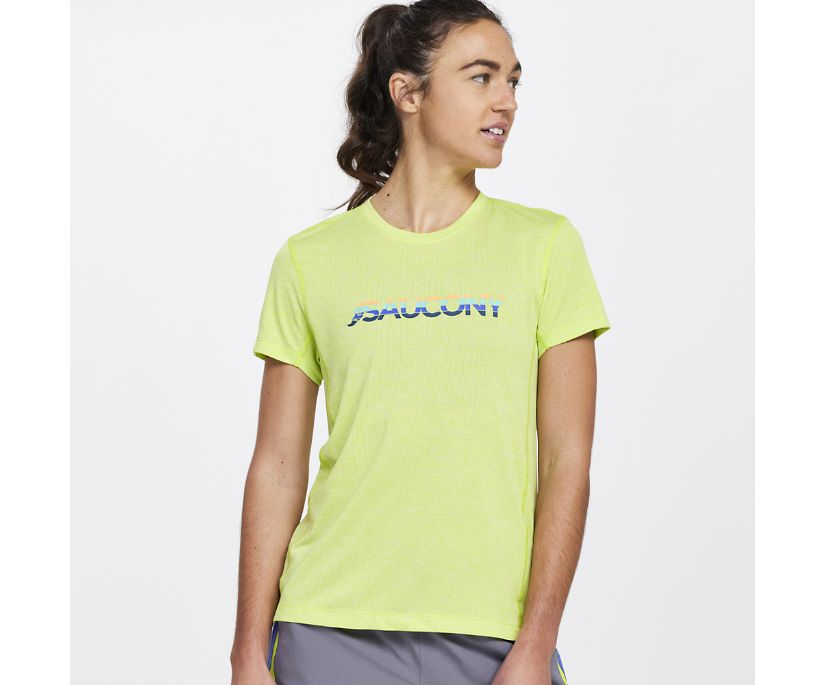 Saucony Stopwatch Graphic Short Sleeve Ženske Tops Svijetlo Zelene | NQ32E628