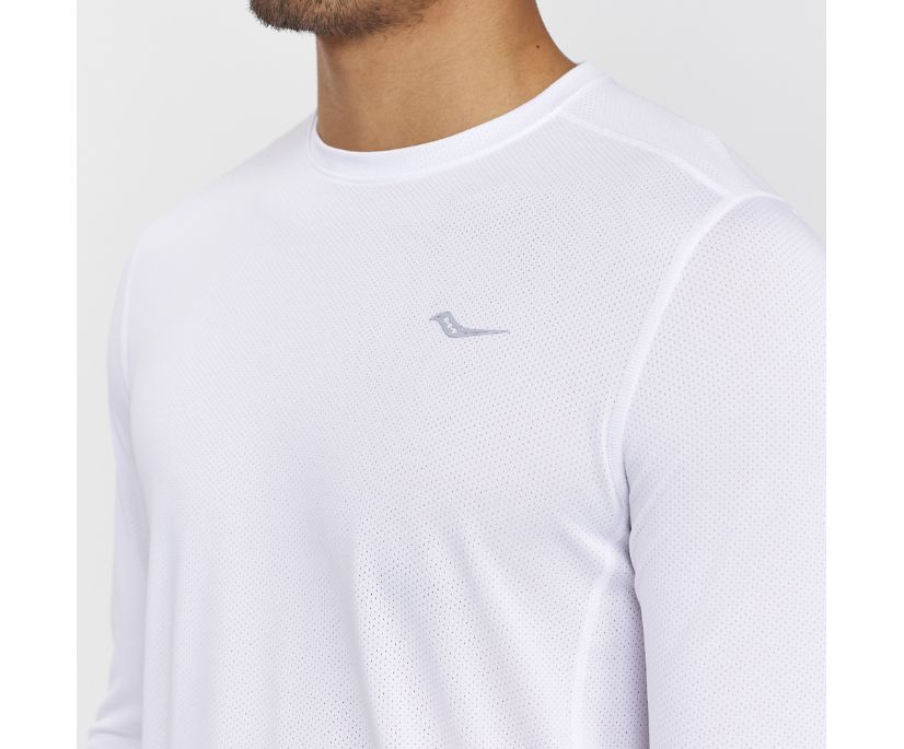 Saucony Stopwatch Long Sleeve Muške Tops Bijele | 1R76LP9Y