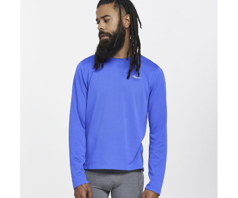 Saucony Stopwatch Long Sleeve Muške Tops Plave | B362EESO