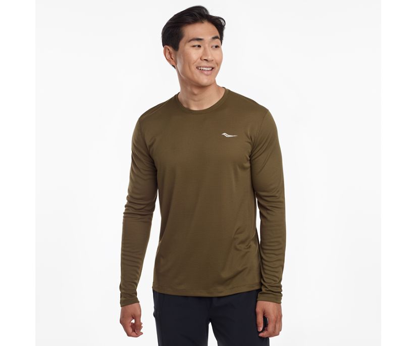 Saucony Stopwatch Long Sleeve Muške Tops Tamno Maslinasto Zelene | OG1O4I1R