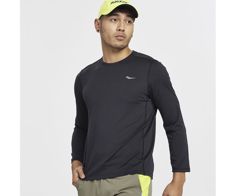 Saucony Stopwatch Long Sleeve Muške Tops Crne | USAQQLWP