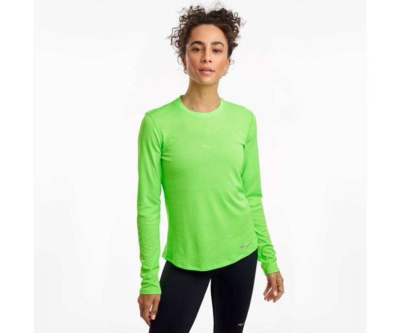 Saucony Stopwatch Long Sleeve Ženske Tops Svijetlo Zelene | CWIS7UYX