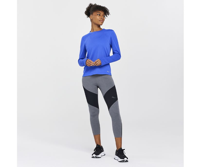 Saucony Stopwatch Long Sleeve Ženske Tops Plave | XTIUWKLM