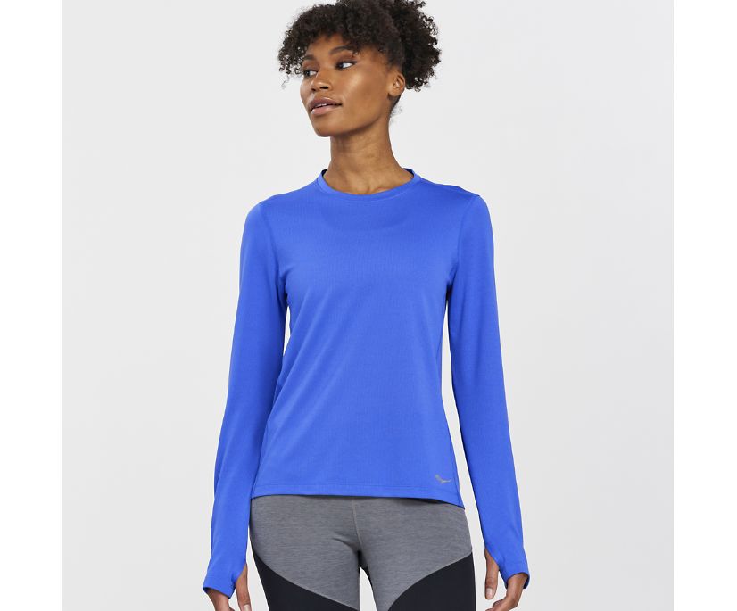 Saucony Stopwatch Long Sleeve Ženske Tops Plave | XTIUWKLM