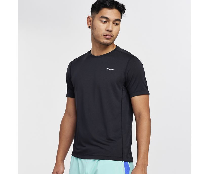 Saucony Stopwatch Short Sleeve Muške Tops Crne | 1I9TV81F