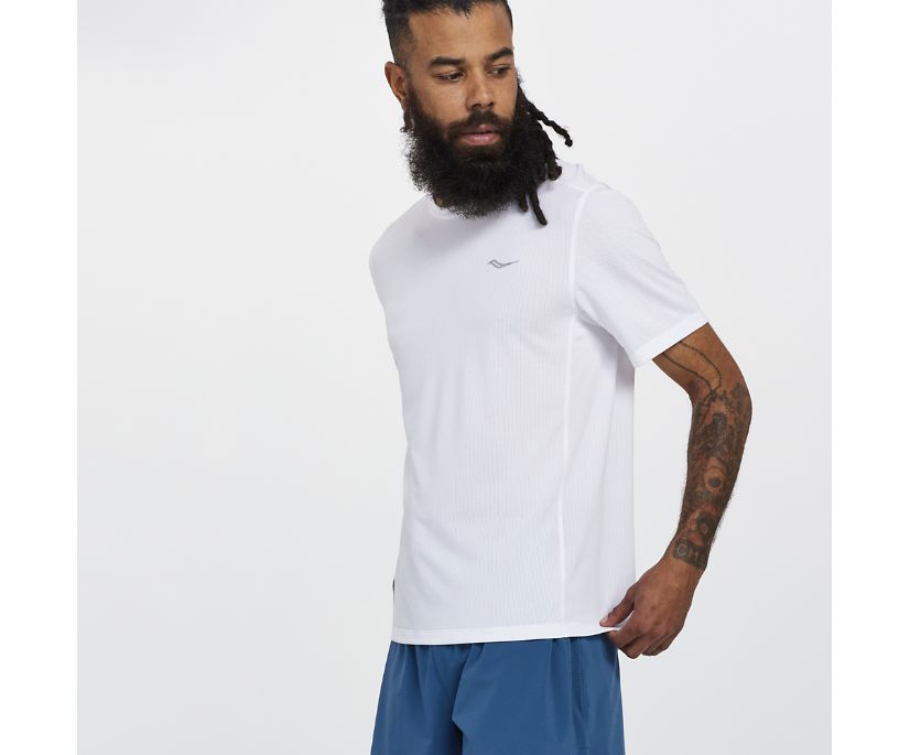 Saucony Stopwatch Short Sleeve Muške Tops Bijele | AYRXXWVN