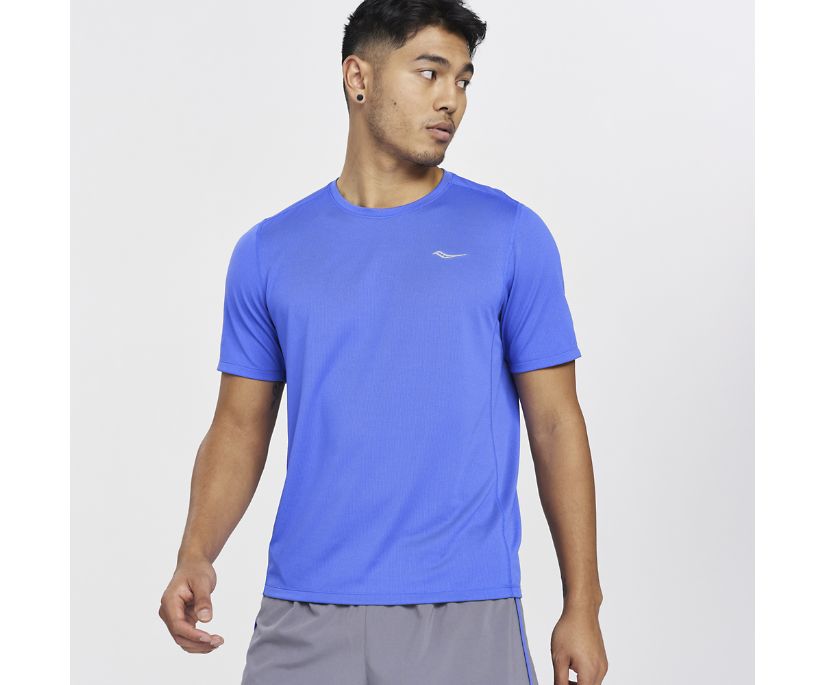 Saucony Stopwatch Short Sleeve Muške Tops Plave | LXV0JD21