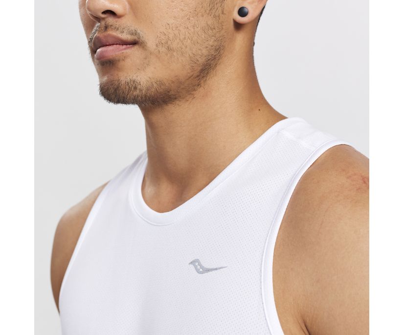 Saucony Stopwatch Singlet Muške Tops Bijele | ZTQWS33Z