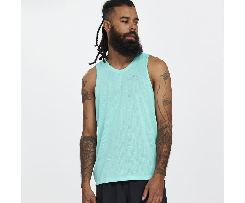 Saucony Stopwatch Singlet Muške Tops Menta | FAQXUDJG