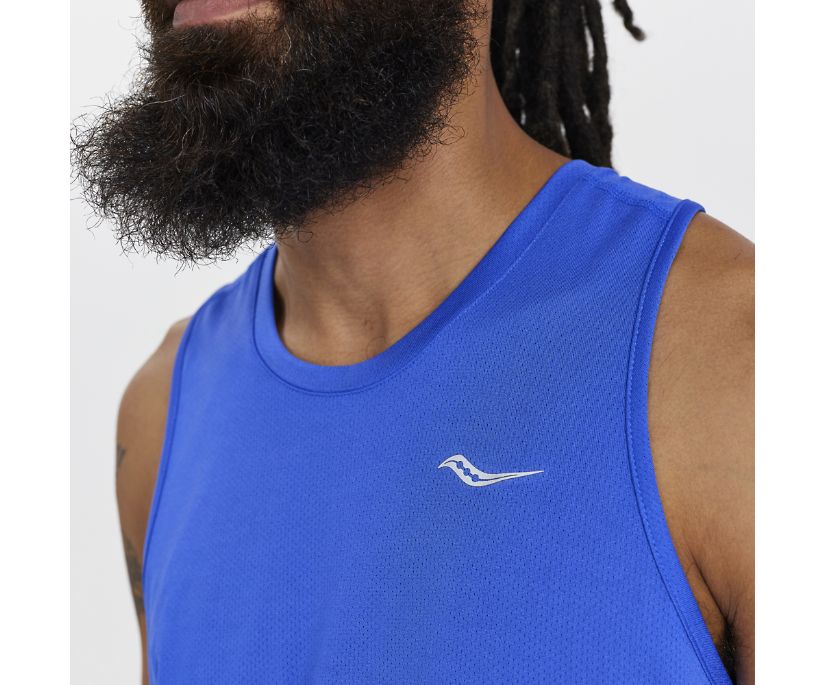 Saucony Stopwatch Singlet Muške Tops Plave | IUJBQ9M6