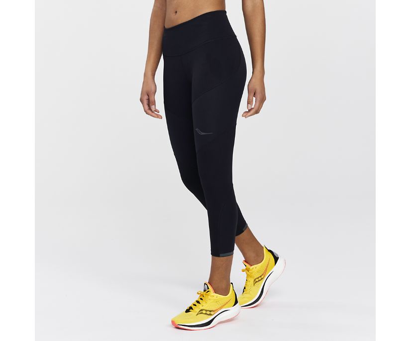 Saucony Time Trial Crop Tight Ženske Hlače Crne | USJI5CQB