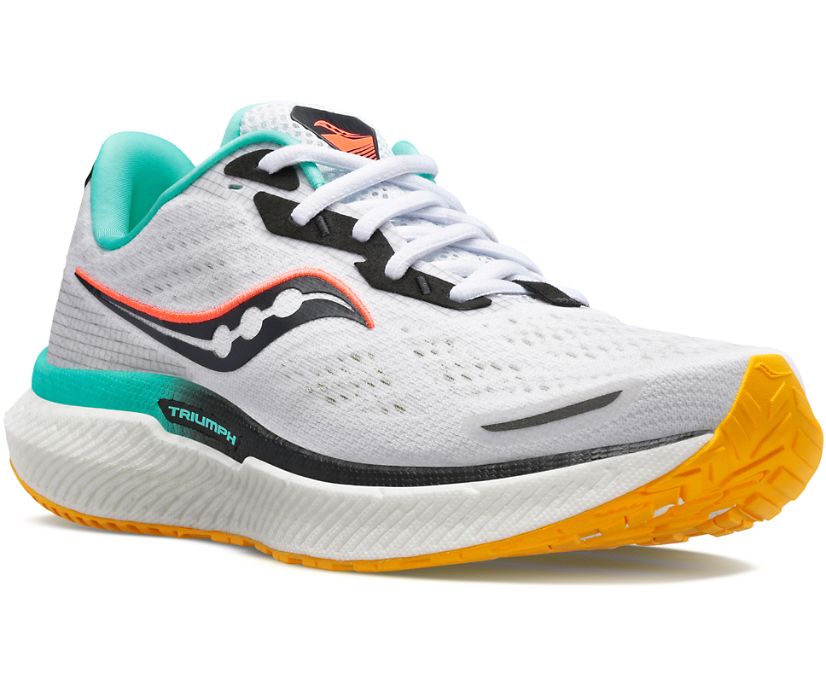 Saucony Triumph 19 Ženske Cipele Za Hodanje Bijele Narančaste | L1SRP9VG