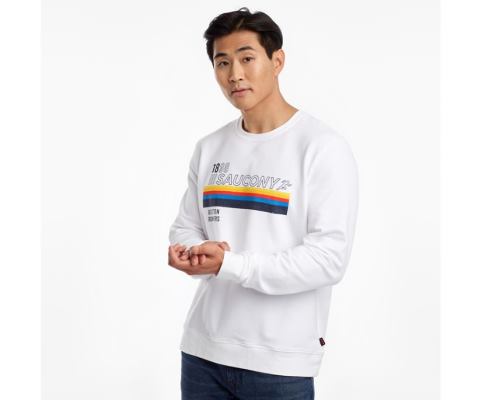 Saucony Rested Crewneck Muške Tops Bijele | JUVH2K3E