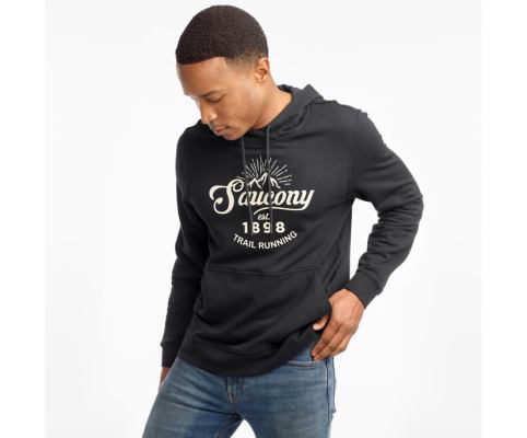 Saucony Rested Hoodie Muške Tops Crne | 899FJMN4