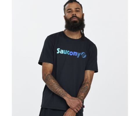 Saucony Rested T-Shirt Muške Tops Crne | SRMTAPGU