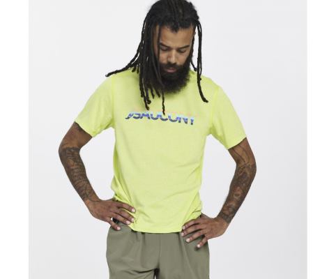 Saucony Stopwatch Graphic Short Sleeve Muške Tops Svijetlo Zelene | VKN7LZPY