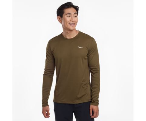 Saucony Stopwatch Long Sleeve Muške Tops Tamno Maslinasto Zelene | OG1O4I1R