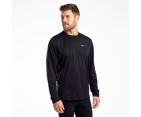 Saucony Stopwatch Long Sleeve Muške Tops Crne | UQVLHJ24