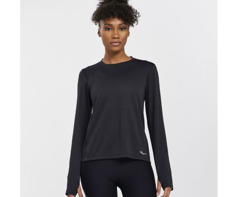 Saucony Stopwatch Long Sleeve Ženske Tops Crne | 3SO3XGMC