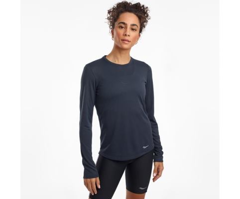 Saucony Stopwatch Long Sleeve Ženske Tops Sive Plave | VTGC1W4P