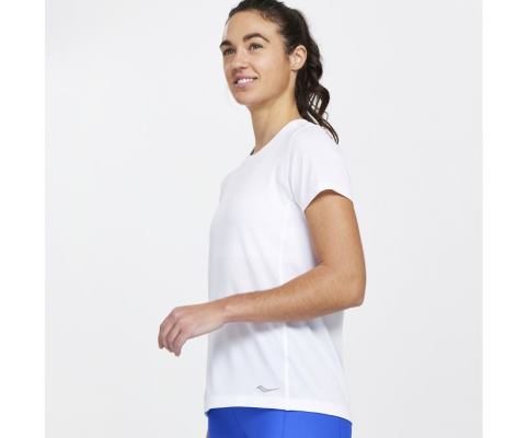 Saucony Stopwatch Short Sleeve Ženske Tops Bijele | 6TUW8MQK