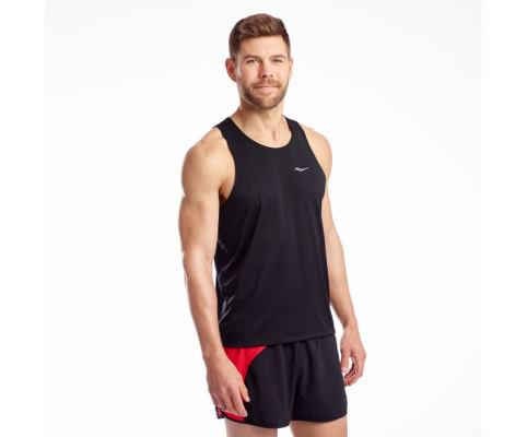 Saucony Stopwatch Singlet Muške Tops Crne | JNPIUDKX